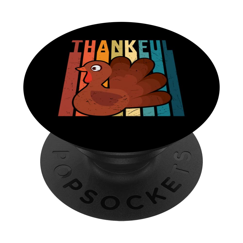 Retro Thankful Turkey Day Thanksgiving Family Kids Matching PopSockets Swappable PopGrip