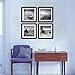 Black Framed Art Wall Decor - 4 Panels Beach Stone Boat Bridge Theme Landscape Sea Wall Art Canvas Prints Contemporary Black Frames Paintings for Home Decorations