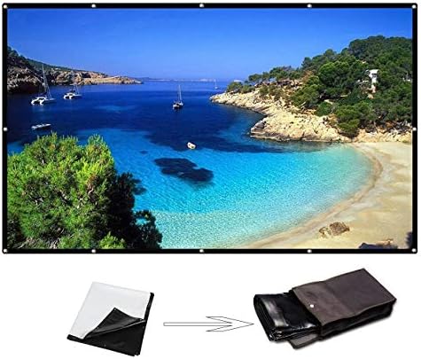 Noodei 120 Inch 16:9 Portable Projector Screen High Contrast Collapsible PVC HD 4K Design Hanging Hole Grommets Front Projection Home Indoor Outdoor Movie Match Party Video Projectors