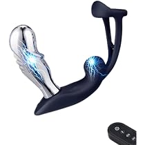 Electric Shock Prostate Massager with Penis Ring Vibrating, 10 ...