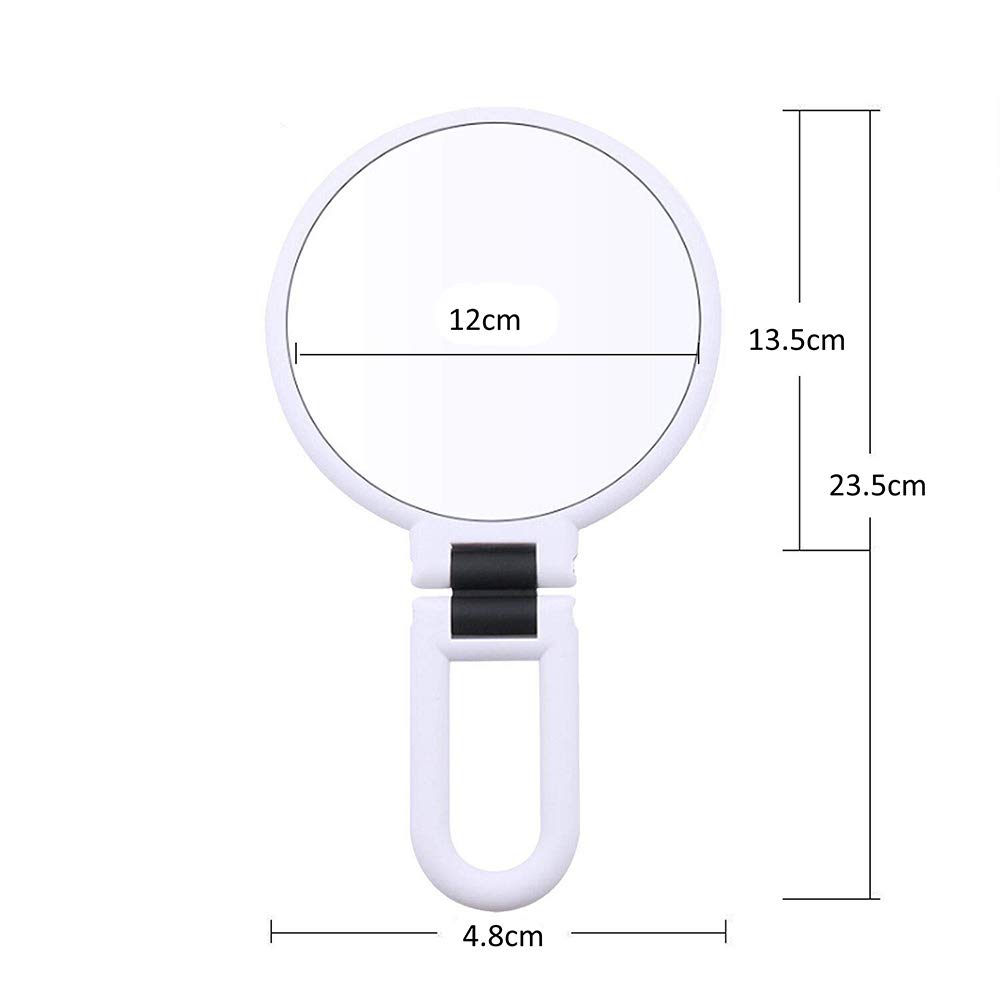 15x Magnifying Handheld Mirror,Travel Folding Hand Held Mirror,Double Sided Pedestal Makeup Mirror with 1/15x Magnification: Beauty