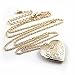 Linana Vintage Heart Shape Charm Long Necklace Gold Plated Locket Pendant