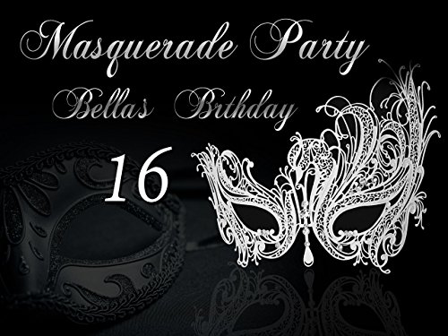 Masks Prom Night Wall Poster Size 24x18, 36x24, 48x24 and 48x36, Masquerade Mask Banner, Silver Wall Decor Birthday Custom Banner Handmade Party Supplies, Personalized Party Banner, Poster Print