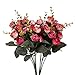 Houda Artificial Silk Fake Flowers Rose Floral Decor Bouquet,Pack of 2 (Rose Coffee)
