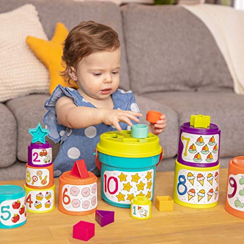 Battat Stacking Cups for Toddlers and Babies, Colorful Indoor and