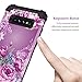 LONTECT for Galaxy S10 Plus Case Shockproof 3 in 1 Heavy Duty Hybrid Sturdy High Impact Protective Cover Case for Samsung Galaxy S10+ Plus 6.4 inch,Purple Flower/Black
