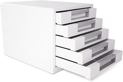 Amazon Com Cjvjkn File Cabinet Desktop Five Layer Storage File Cabinet White Drawer Type A4 Data Cabinet Storage Box Office Supplies Plastic Mobile File Cabinets Home Kitchen