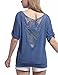 Foooxmart Women Slim Fit Stretchy Off Shoulder Short Long Sleeve Blouse Tops T Shirt,with a Choker Necklace (A05, X-Large)