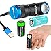Olight H1R rechargeable 600 Lumens LED headlamp/utility light with RCR123 Li-ion battery, flex magnetic USB charging cable and EdisonBright CR123A back-up Battery bundle (Cool White LED)