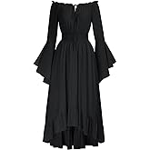 Scarlet Darkness Renaissance Dress Women Off Shoulder Bell Sleeve Peasant Pirate Dress