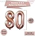 Rose Gold 80th Birthday Decorations for Women– Large, 40 Inch | 80 Balloon Numbers with Latex Balloons, Pack of 10 | Number 8 and 0 Mylar Foil Balloons | Rose Gold 80 Year Old Birthday Decorations