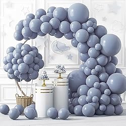 RUBFAC 129pcs Retro Blue Balloons Different Sizes