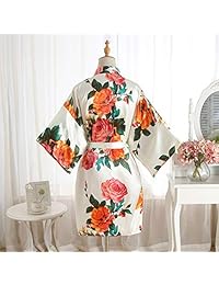 Kimono de seda con diseño floral para dama