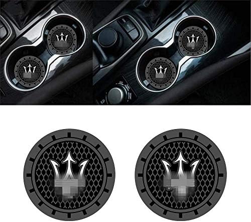 Jhaze 2.75 Inch Diameter Oval Tough Car Logo Vehicle Travel Auto Cup Holder Insert Coaster Can 2 Pcs Pack for Maserati Accessory