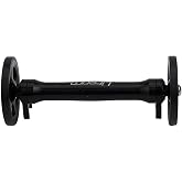 Deskbloom For Brompton Easy Wheel Extension Rod Telescopic Bar Aluminum Alloy CNC Rear Cargo Rack Push Handle for STABILIZER for 3 Sixty Folding Bike Silver(black with wheel)