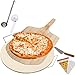 Pizza Stone Supplies Set for Cooking Baking Grilling - Includes Round Pizza Stone with Rack, Wooden Pizza Peel, Pizza Slicer, Pizza Server and Sauce Ladle