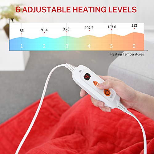 Heated Blanket Misiki Electric Throw Blanket 50" x 60" with 6 Fast