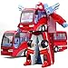 Cyeah Bus Transform into Robot Toy for Kids(Red)