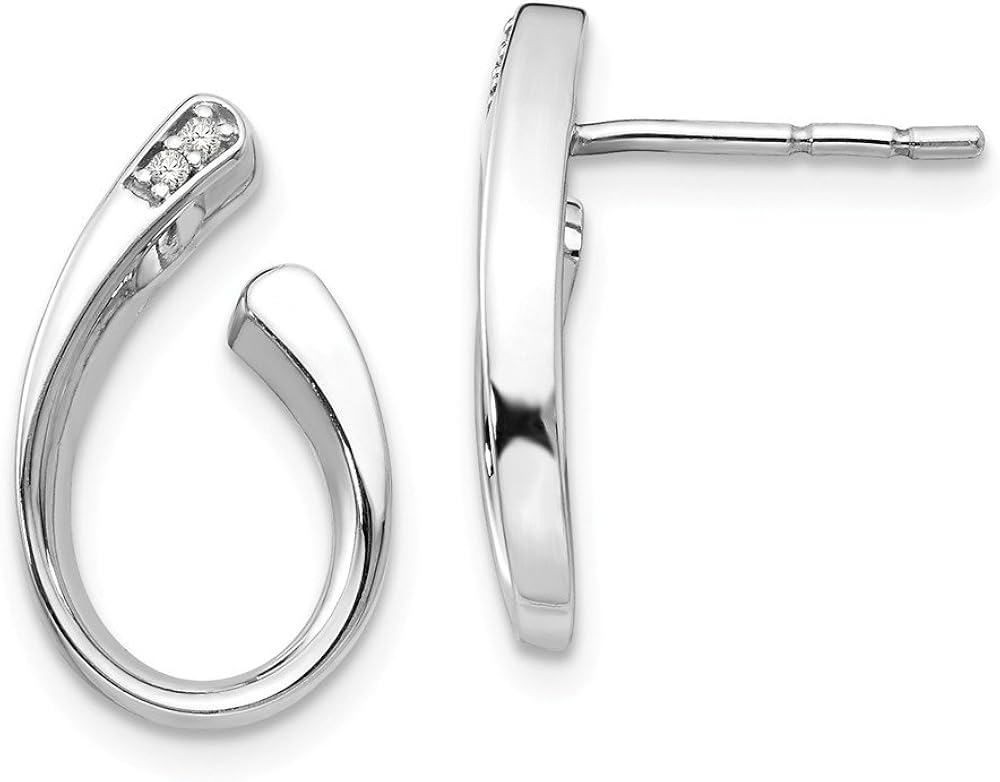 925 Sterling Silver .02ct. Diamond Post Stud Earrings Drop