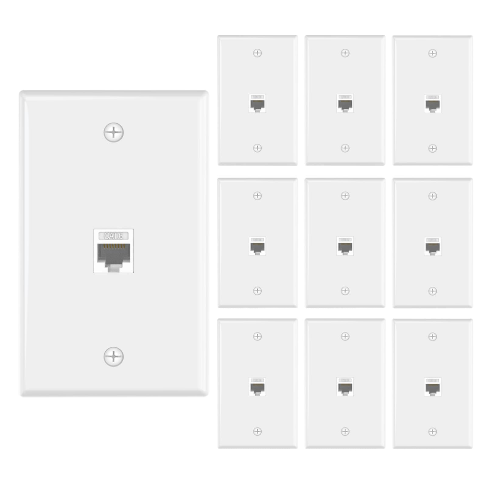 Photo 1 of VCE Ethernet Wall Plate (UL-listed) 10-Pack, CAT6 Ethernet Wall Outlet Female to Female, Compatible with CAT6/CAT5E/CAT5 Cabels, White