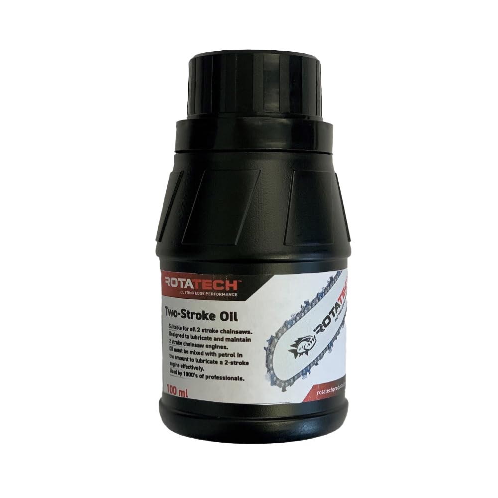 Rotatech 2-Stroke Engine Oil - 100ml 1:50 One Shot two stroke Oil - Self-Mixing Mineral Two Stroke Chainsaw Oil - Suitable for all 2 Stroke chainsaws models.