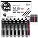 feela 52 Pack Retractable Black Ink Gel Pens, Premium Medium Point Rollerball Pens for School Smooth Writing with Comfort Grip(19 Black with 27 Refills+1 Blue with 2 Refills+1 Red with 2 Refills)
