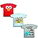 Sesame Street Little Boys' Toddler 3 Pack T-Shirt Bundle, Sky Blue/Red/Heather Grey, 3T