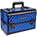 SHANY Premier Fantasy Professional Makeup Train Case Cosmetic Box Portable Makeup Case Organizer Jewelry storage with Locks, 3 Trays,Makeup Brush Holder and Cosmetics Mirror - Divine Blue