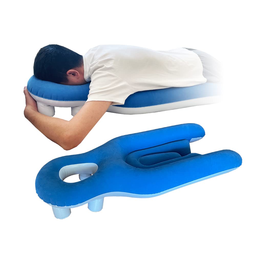 ZNALDP Face Down Pillow After Eye Surgery Prone Donut Pillow for Head Sleeping on Stomach Retinal Detachment Vitrectomy Recovery Equipment Face Support Breathe Easy Prone Cushion Pillow - Blue