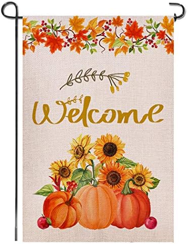 Shmbada Welcome Fall Burlap Garden Flag