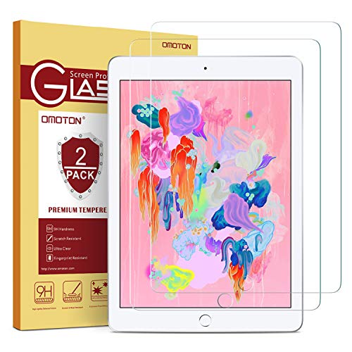 [2 Pack] OMOTON iPad 9.7 6th Generation Screen Protector, Tempered Glass Screen Protector for iPad 5th Generation/iPad Pro 9.7/ iPad Air 2 / iPad Air (9.7 Inch)