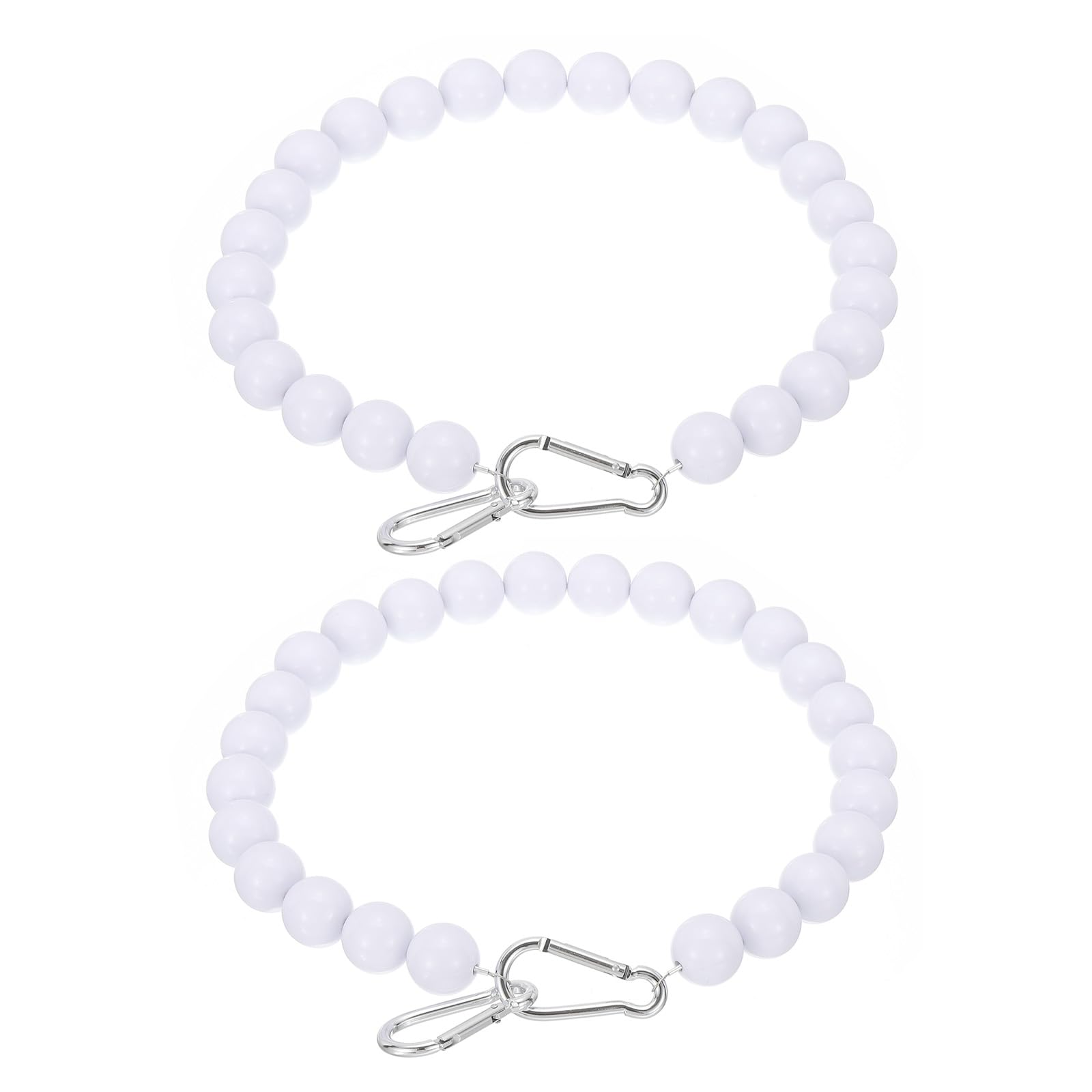 PATIKIL Flagpole Retainer Ring Flag Pole Accessories, 2 Pcs Flag Beaded Mount Ring Keep Flag Close to Pole Weight with Stainless Steel Cable for Indoor Outdoor Flagpole, White, 7.5"