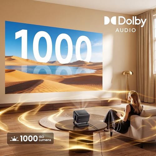 Dangbei N3 Max Proyector 4K Soporte, 1000 ISO Lumen Projetor Portatil,【VIDAA OS, Netflix & App Control de Voz】Videoproyector 1080P para Exterior/Cine en Casa/Techo, con WiFi5, Bluetooth, Dolby Audio