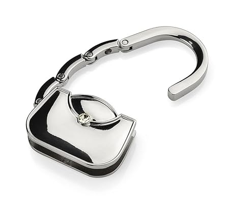 2x WPRO Handtaschenhalter Luisa Metall | Etui | Handtasche | Tisch - Geschenkbox - Damen Silber Faltbar