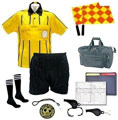 Referee Soccer Package Short Flag Whistles Duffel Bag Yellow Jersey A Medium