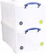 Really Useful Box 64 Litre Plastic Storage Box Clear Pack of 2 view 1