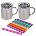 Housavvy Rabbit Stainless Steel Kids Cups with Lids and Straws,2 Pack of 10 Oz