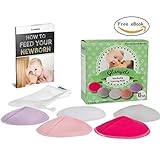 Contoured Washable Organic Bamboo Reusable Nursing Pads for Breastfeeding Mothers Super-Soft Waterproof Maternity Bra Pads (10 PK, 8 Regular+2 Overnight) 2 Free Bonus)