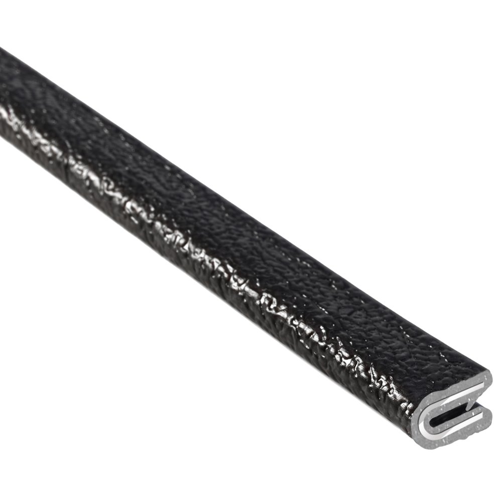 Trim-Lok Edge Trim – Fits 1/32” Edge, 3/8” Leg Length, 25’ Length, Black, Pebble Texture – Flexible PVC Edge Protector for Sharp/Rough Surfaces, Easy to Install
