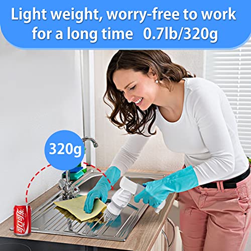 Electric Spin Scrubber, Cordless Power Scrubber Cleaning Brush with 5 Replaceable Heads, 420RPM Long Lasting Bathroom Rechargeable Scrub Brush, Portable Household Cleaning Tool for Kitchen Tile Tub