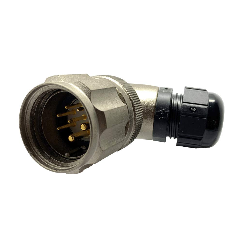 CEEP 920827X000PA00 Circular Connector, Angled Plug, 27X Insulator, Male, 6-12mm Adjustable Cable Gland, Nickel Finish