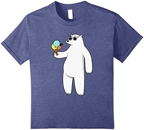 unisex-child Cool Polar Bear Ice Cream Summer T-shirt 12 Heather Blue