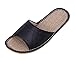 Urban CoCo Summer Slippers Flax PU Indoor Couple Sandals Slippers (11-12B(M) US, Black)