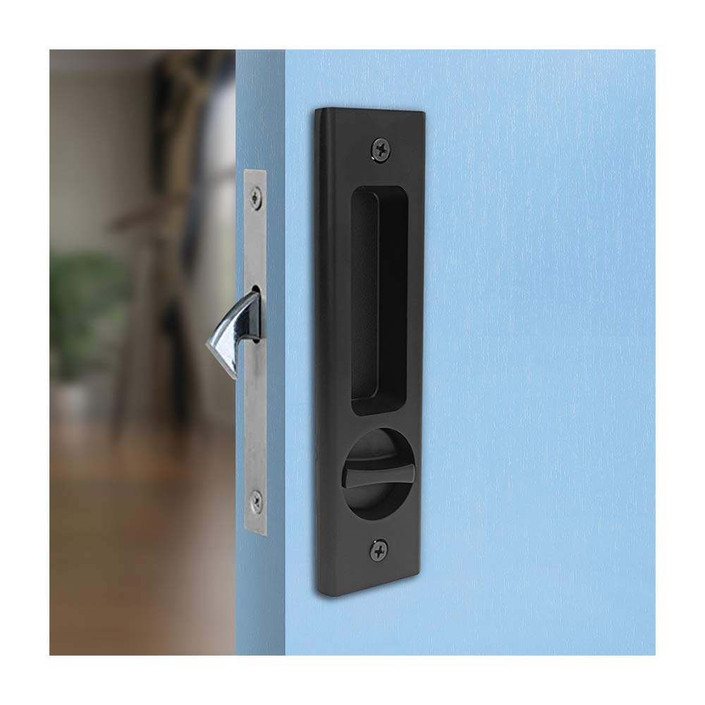 LWZH Sliding Door Lock Mortise Lock Handle Invisible Recessed Handle Latch Interior Furniture Wooden Door Lock/160mm-black