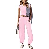 Outfeel Women 2 Piece Outfit Set Loungewear Cropped Tops and Jogger Sweatpant Matching Set Coordinated Sweatsuit with Pockets