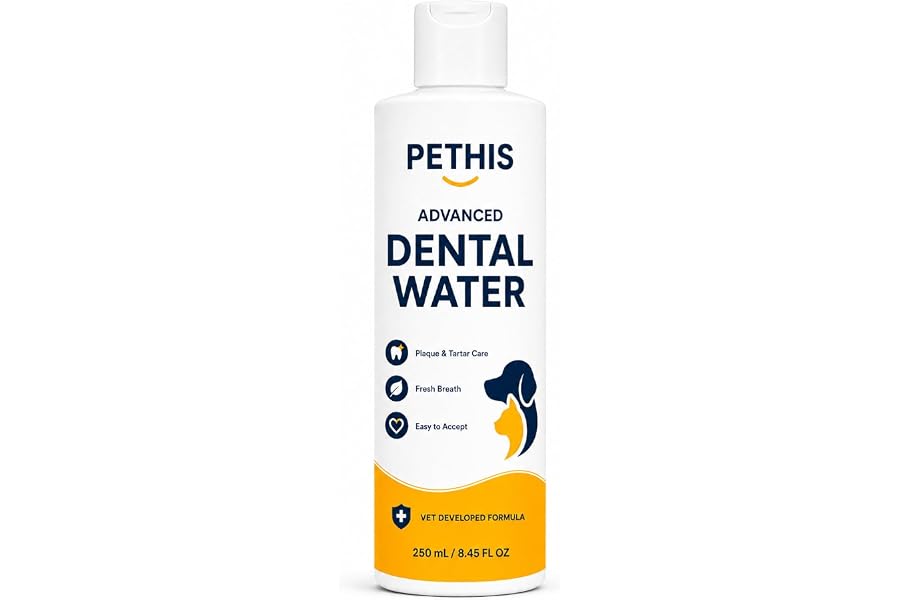 PETHIS Dental Water Additive for Dogs & Cats - Fresh Breath, Teeth & Gum Care, No Brushing Required, Professionally Formulated - 250 mL / 8.45 fl oz