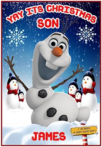 Personalised Frozen Inspired Christmas Cards - 4 Designs (Olaf Boy)