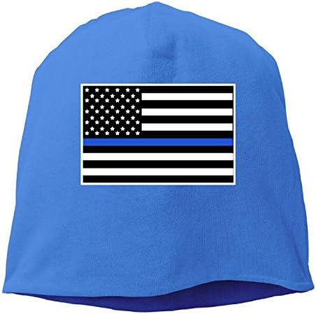 Support The Police Thin Blue Line American Flag Wool Watch Cap
