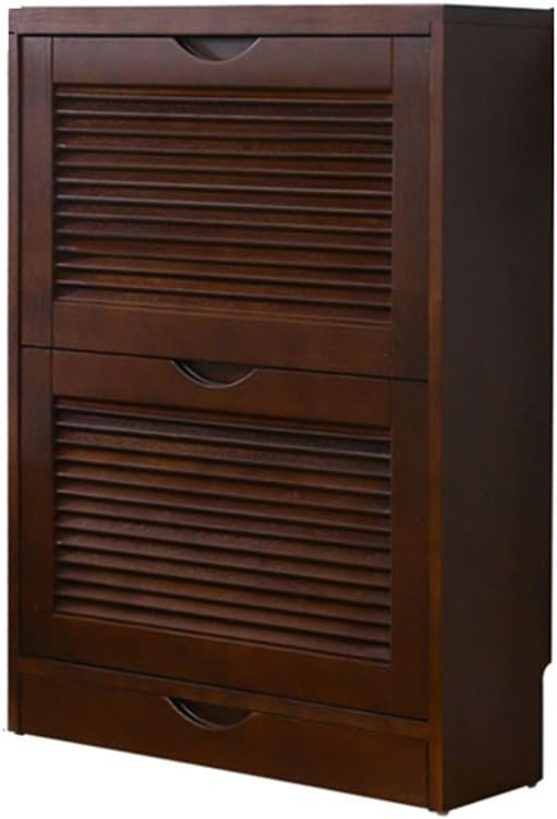 TLMY Simple And Modern Entrance Oak Shoe Cabinet Ultra-thin Large-capacity Shoe Cabinet Tipping Locker Locker Shoe Rack (Color : Black walnut)