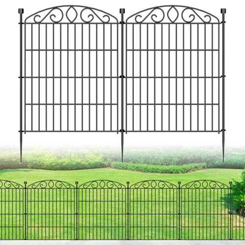 10 Paneele Dekorative Gartenzaun 80 cm (H) x 5,2 m (L), Metall Hundezaun